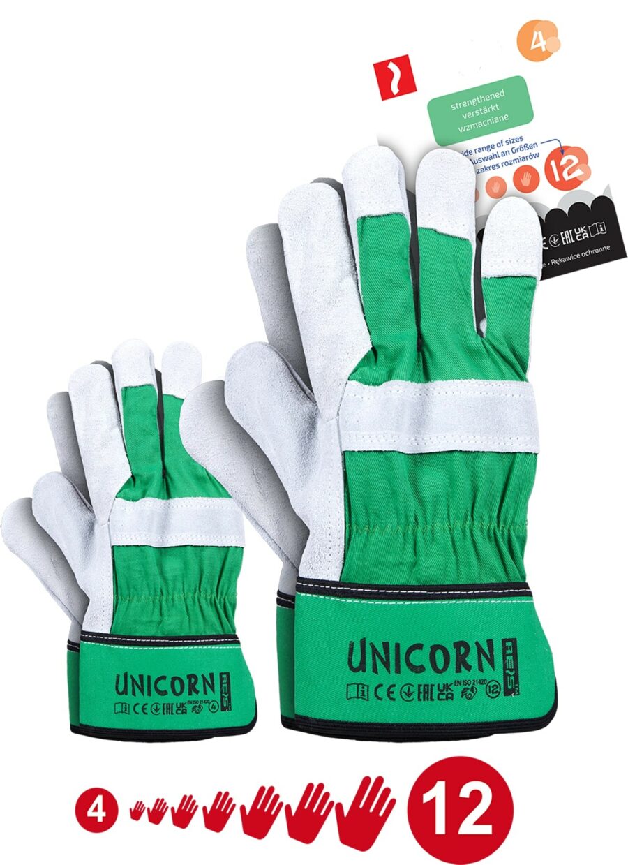 Pracovné kombinované rukavice UNICORN veľkosť 4 až 12