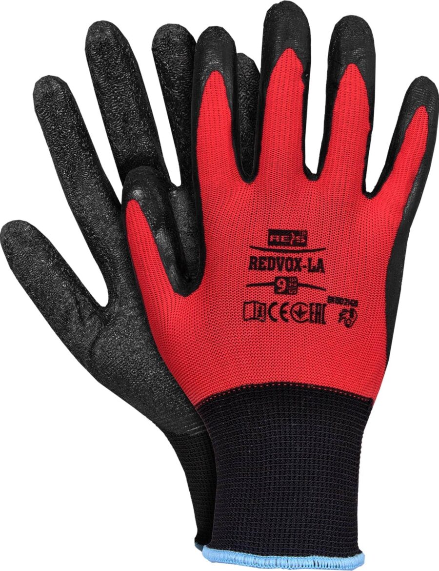Pracovné rukavice máčané v latexe RICK VOX RED