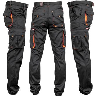 Pracovné nohavice s elastanom MANJOG BLACK ORANGE