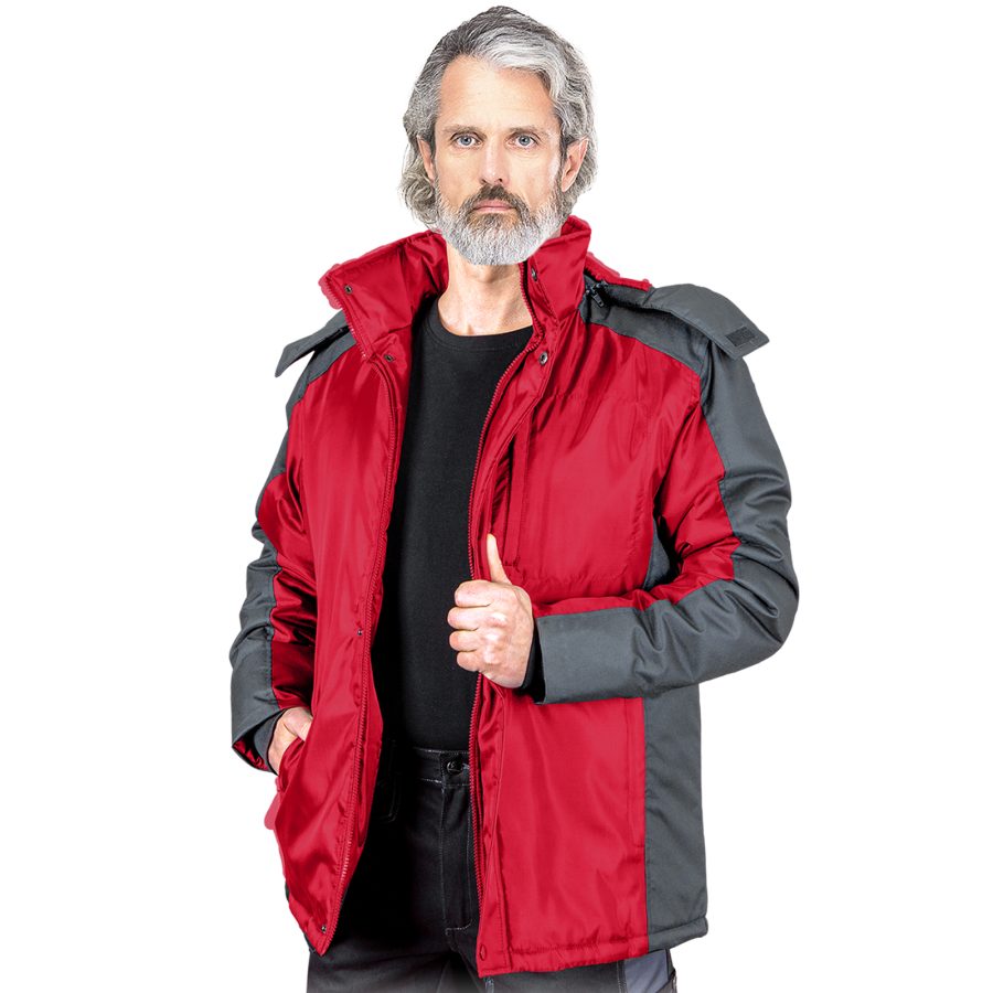Zimná pracovná bunda s kapucňou BALTIC RED