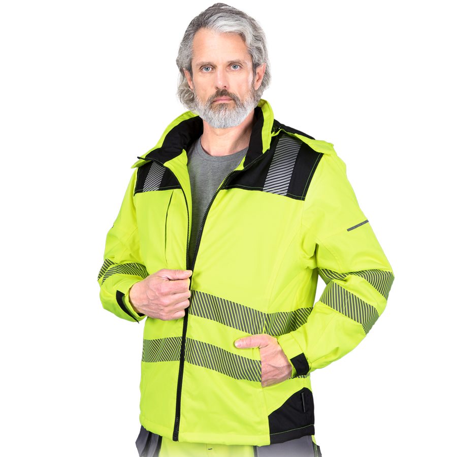 Reflexná zateplená pracovná bunda s kapucňou VOLT HIVIS