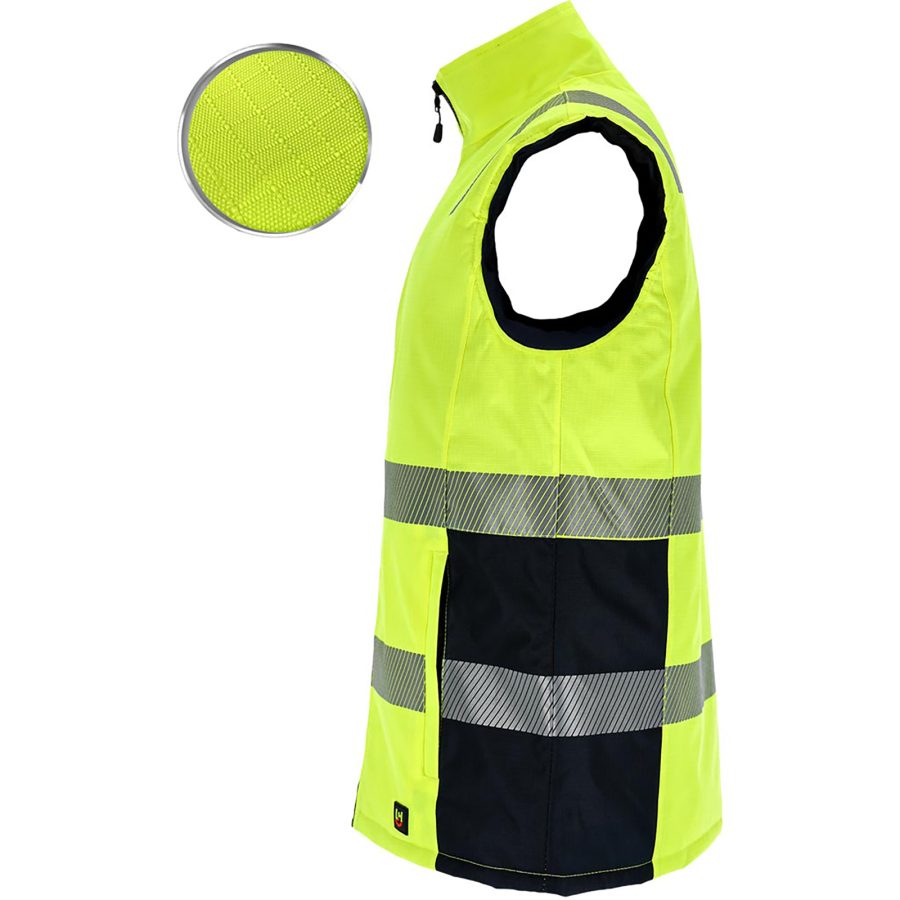 Reflexná zateplená pracovná vesta LASER YELLOW