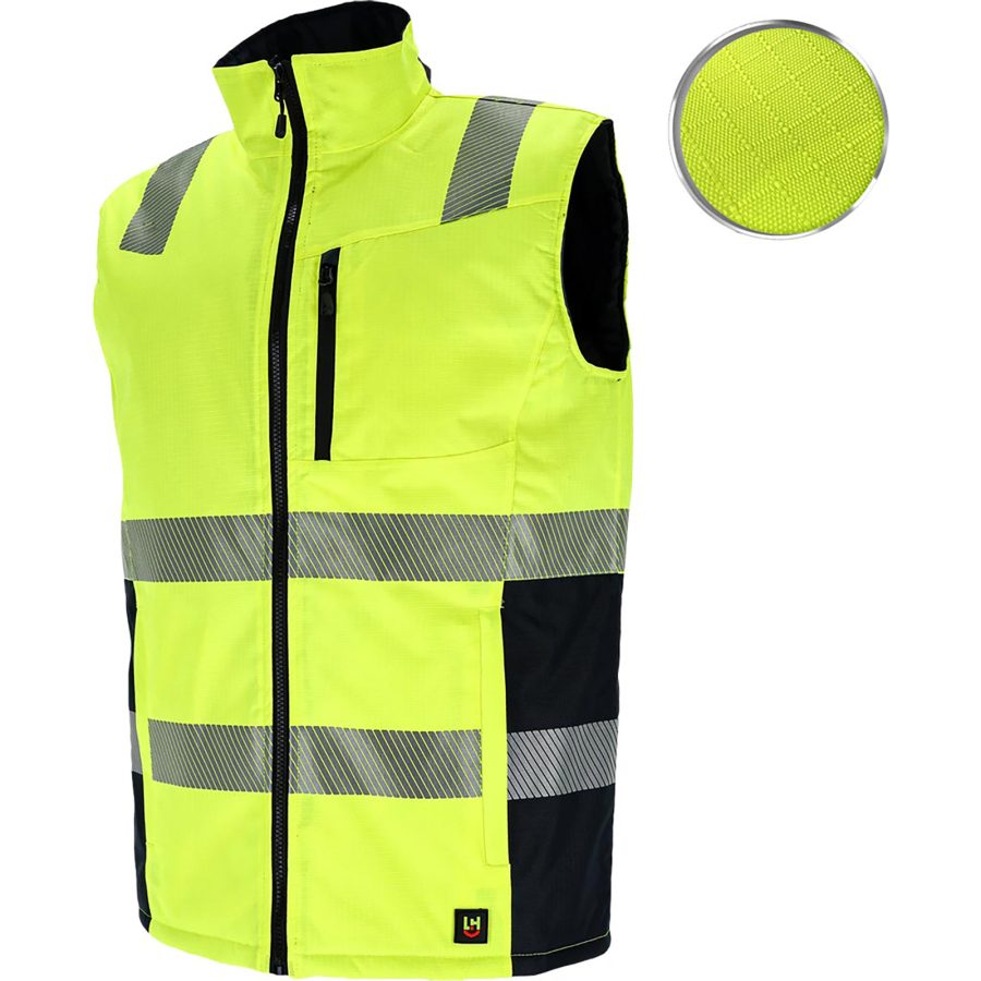 Reflexná zateplená pracovná vesta LASER YELLOW