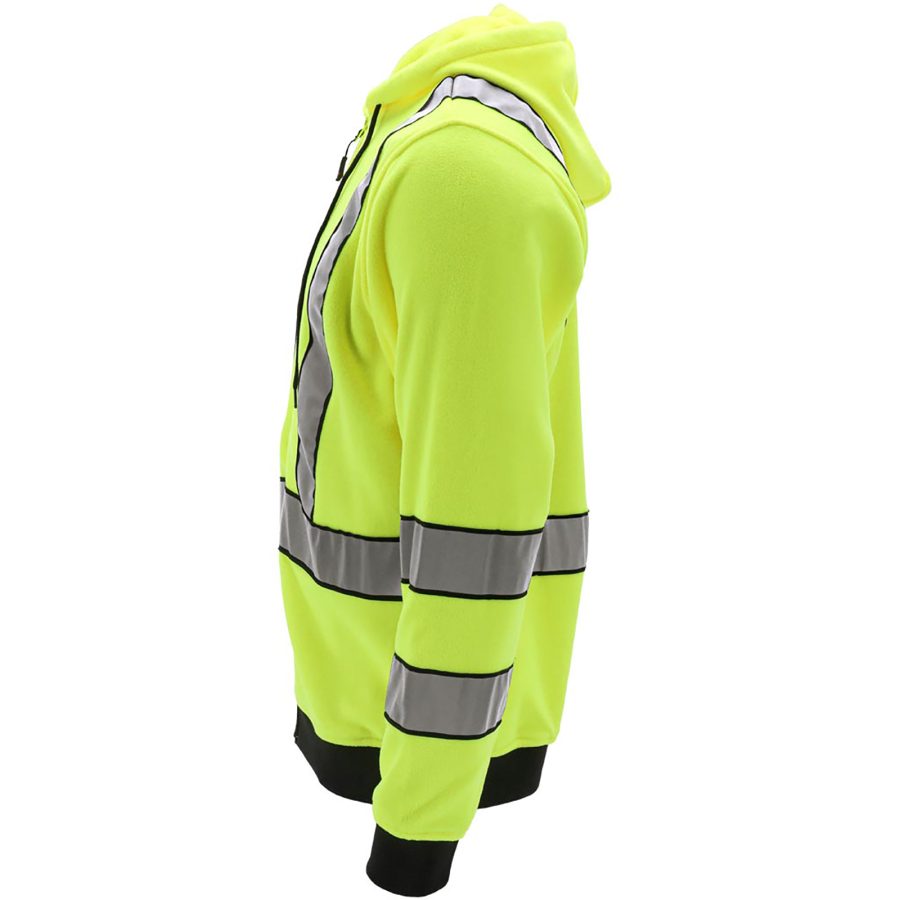 Flísová reflexná mikina s kapucňou na zips LUMINO YELLOW