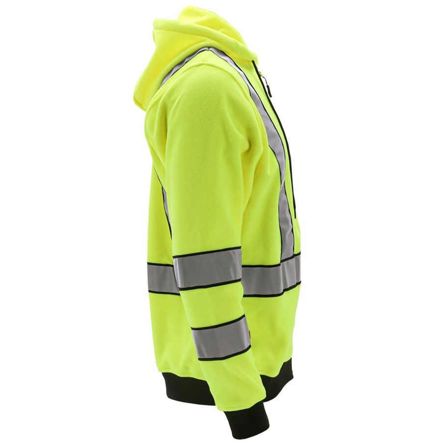 Flísová reflexná mikina s kapucňou na zips LUMINO YELLOW