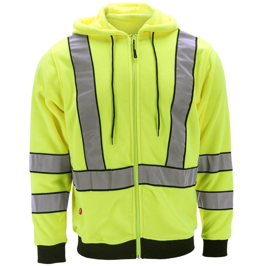 Flísová reflexná mikina s kapucňou na zips LUMINO YELLOW