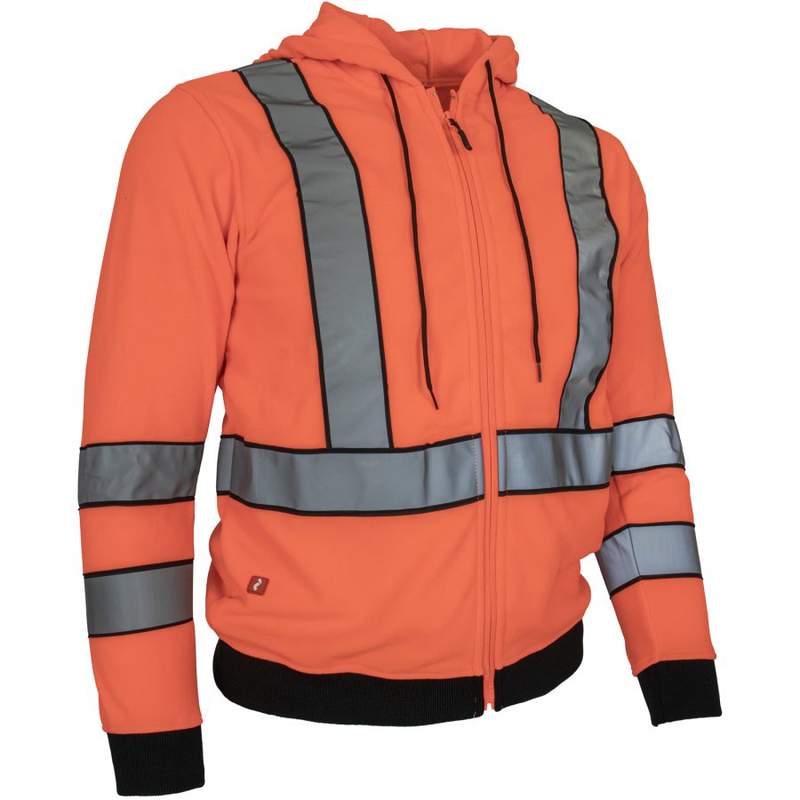 Flísová reflexná mikina s kapucňou na zips LUMINO ORANGE